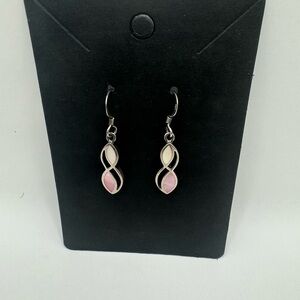 Elegant Pink and White Dangle Earrings